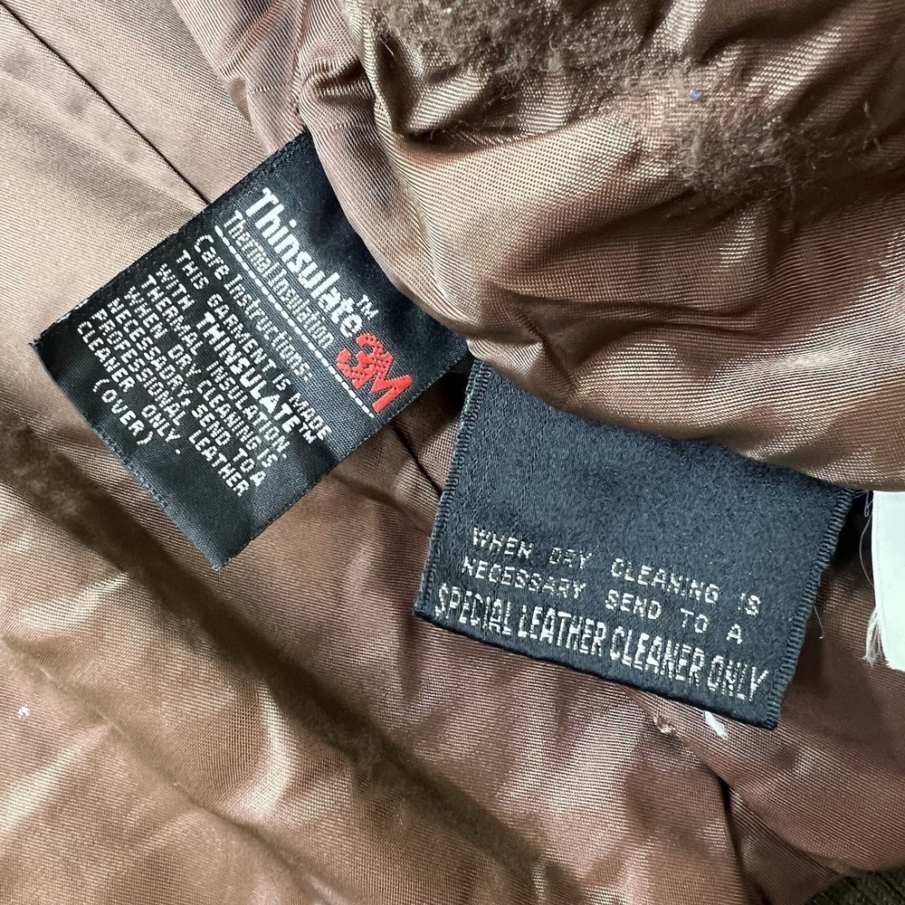 Vintage Wilsons Adventure Bound Distressed Brown Leather Bomber Jacket Men's S - Picture 4 of 13